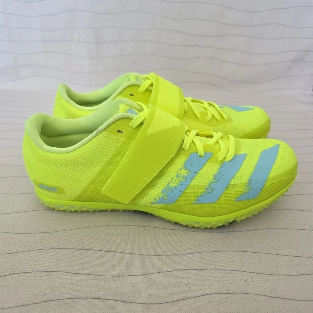 Adidas Mens Adizero HJ Solar Yellow Aqua Track & Field Shoes FW2244 Size 7.5 - Picture 1 of 11